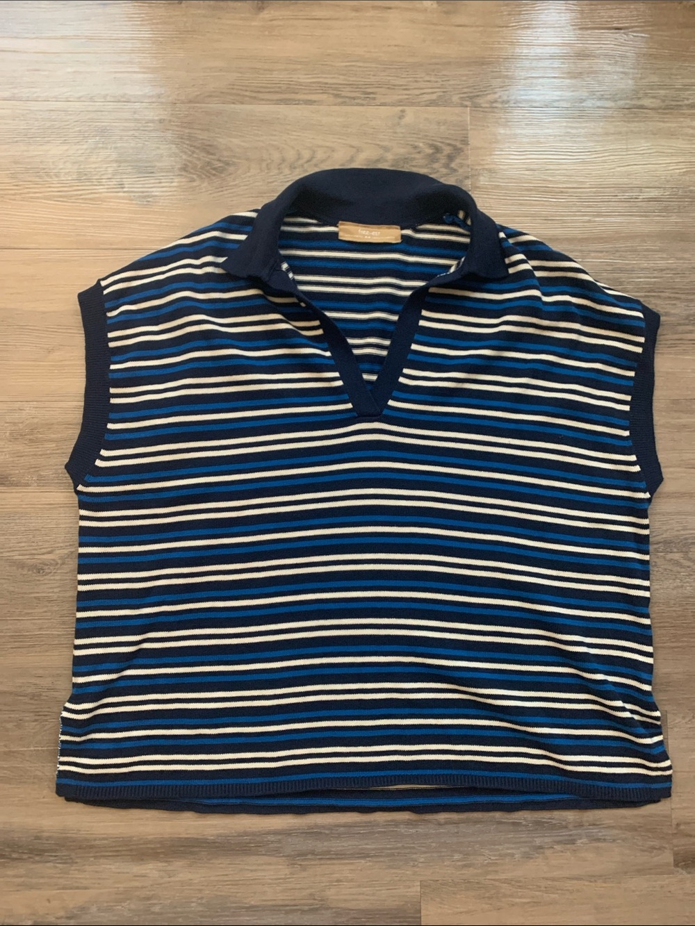 Free People Free-Est Blue Striped Sweater Vest Size M